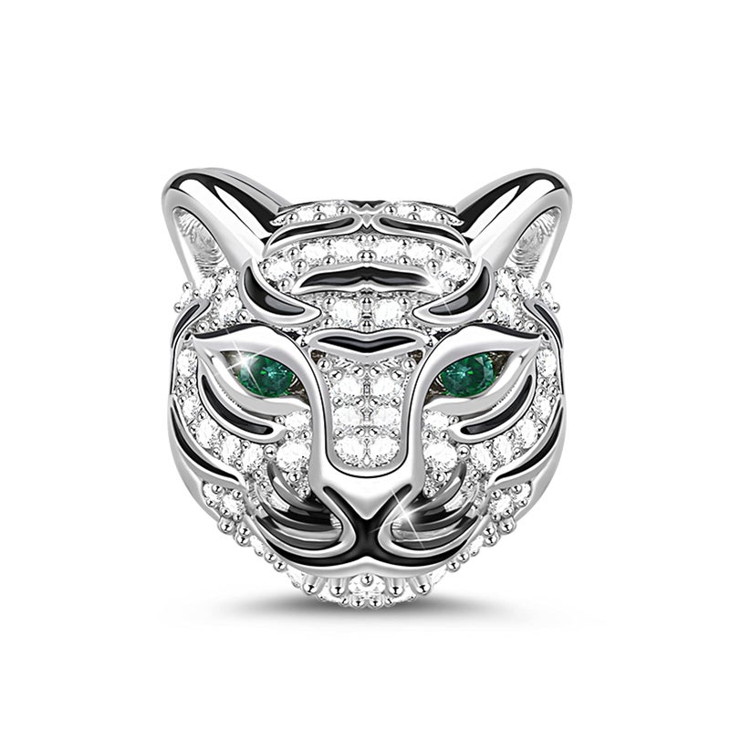 GNOCE Royal Tiger Head Charms for Bracelet S925 Sterling Silver Animal Bead Charm Tiger Punk Rock Pendant Charms for Women Men Necklace - Image 1
